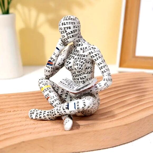 Reading Woman Sitting Crossed Legged Figurine For Readers or Writers - Picture 4 of 7
